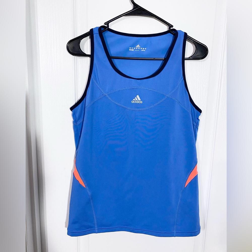 Y2K Adidas ClimaCool Inbuilt Bra Racerback Tank Blue Orange Size Large